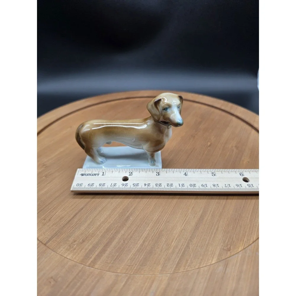 Zsolnay Hungary Hand Painted Porcelain Dachshund Wiener Dog Figurine